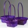 Set of wicker baskets, D19x9/32 cm, d22x9.5/34 cm, d25x10/36 cm, 3pcs, purple, bamboo