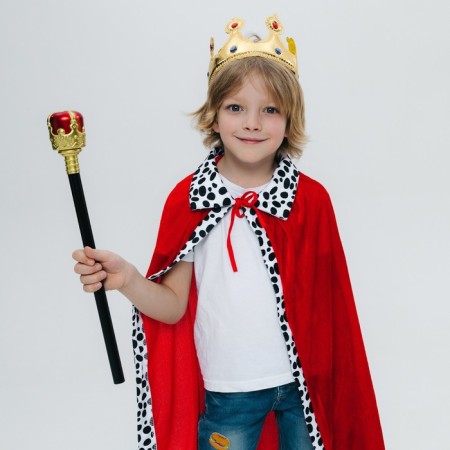 Carnival set “Important King”: cloak, Velcro crown, rod-4