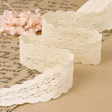 Knitted lace, 50 mm × 10 ± 1 m, beige color