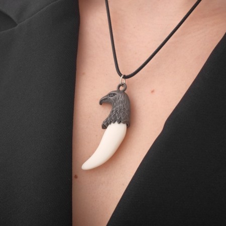 Unisex “Claw Eagle”, white color in silver on a black lace, 45 cm-3
