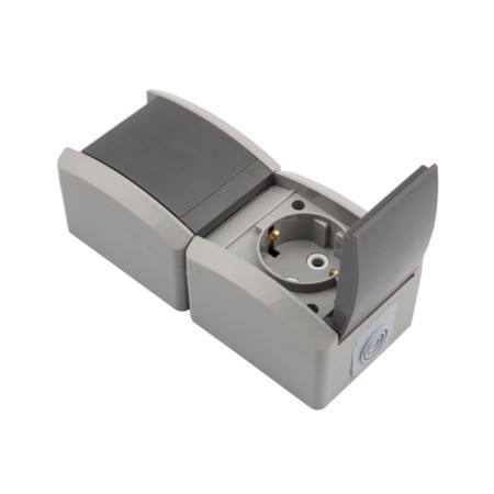 Vertical Block 2 outlet Industrial IP54 with grounding, o/y, gray kranz-3