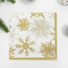 Paper “Snowflakes” napkins, set 20 pcs., Golden color