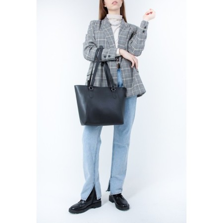 Bag Women's Tout with zipper, external pocket, black color-3
