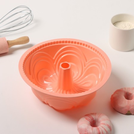 The form for baking the share "German cupcake. Celebration ", silicone, 22.5 × 8 cm, inner diameter 20cm, peach color-3