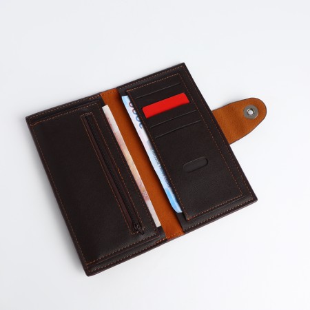 Male purse for magnet, department for cards, coins, brown color-6