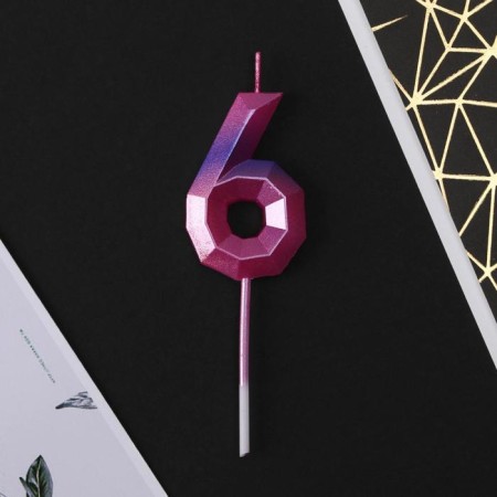 Candle for the cake, the number "6".-2