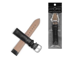Solomon watch strap, 20 mm, genuine leather, L-21.5 cm, black 439437