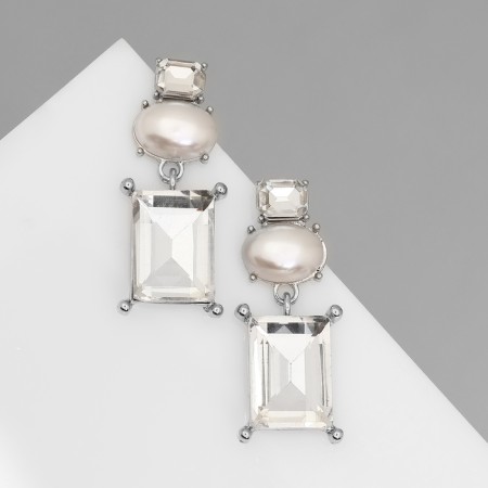 Earrings with pearls "bead" countess, white color in silver