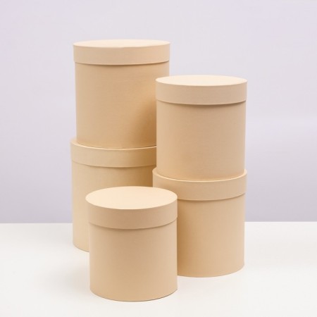 Set of round boxes 5 in 1 "paints", cream, 25 x 25 x 25 - 19 x 19 x 19 cm
