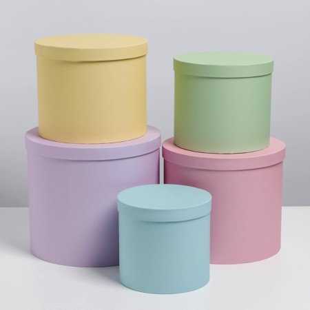 Set of boxes 5 in 1, gift packaging, “pastel”, 13 x 13.5–19.5 x 23 cm-1