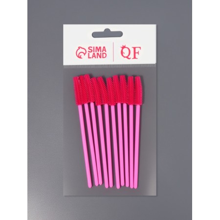 Brushes for eyebrows and eyelashes, silicone, set - 10 pcs, 10.5 cm, pink color-6