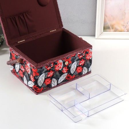 Casket for needlework "Poinsettia on black" 19x26x14.5 cm-3