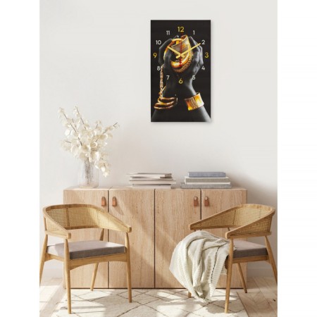 Carty clock, wall-mounted interior "black gold", silent, 35 x 60 cm-1