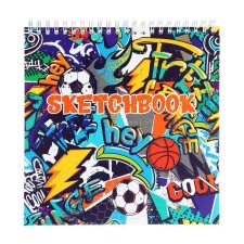 Sketchbook 190 x 190 mm, 60 sheets on the crest of Graffiti, cover coated cardboard, solid substrate, block 100 g/m²