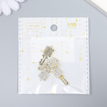 Decor for creativity metal, rhinestones "Key" gold 2.5x0.9 cm-3