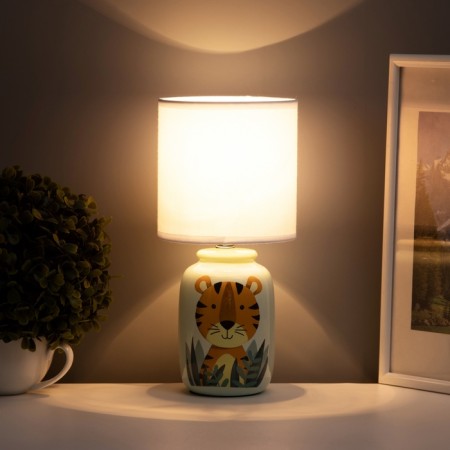 Board lamp with lampshade Risalux "Tiger" Children's, E14, 40 W, Green, 13 × 13 × 27 cm-3