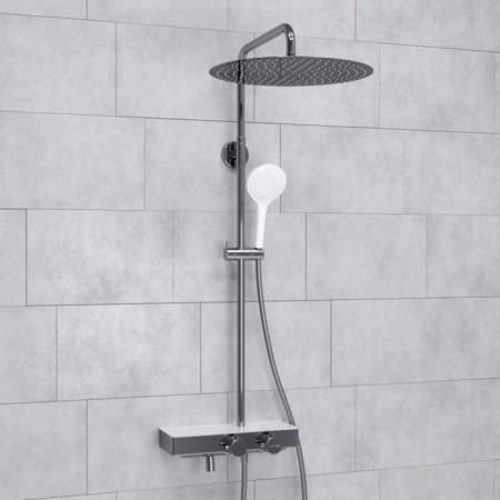 The shower system Wasserkraft a113.117.155.ch Thermo, tropical shower, thermostat, chrome/white 1011511-1