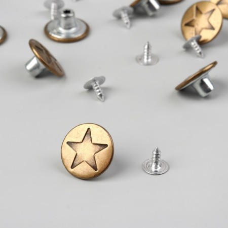 A set of denim buttons, 17 mm, 100 ± 5 pcs, bronze color