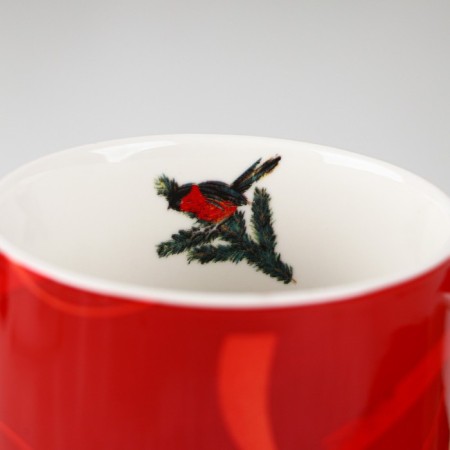 Ceramic set “heat in your hands”: a mug 350 ml, a spoon, red color-4