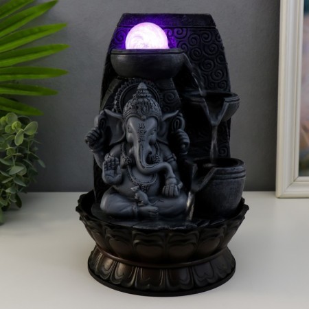 Herbal fountain with backlight "Ganesha - Blessing" Gray 31x20x20 cm-6