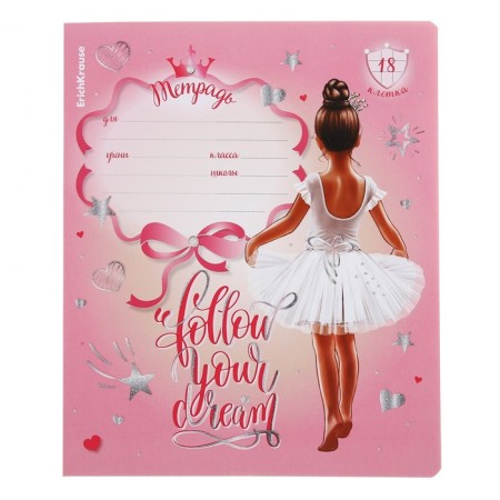 Notebook of 18 sheets in the Erichkrause "Pointes" cage, covered cardboard, 100%offset unit, mix-3
