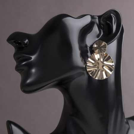 Earrings Metal "Atmosphere" Planet and satellite, Color Gold-5