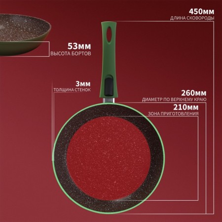 Forged pan Magistro Avocado, D = 26 cm, the removable handle of Soft-Touch, anti-stick coating, induction, color green-5