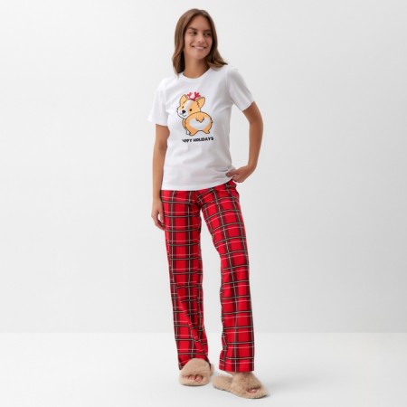 Pajama New Year's Women (T-shirt and Pants) KAFTAN "Corgi", size 52-54-6