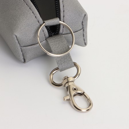 Key of zipper, length 16 cm, ring, carbine, gray color-1