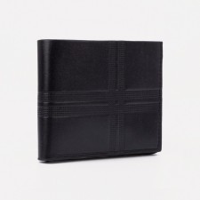 Male purse without fastener, department for bills, for maps, black color