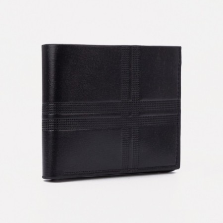 Male purse without fastener, department for bills, for maps, black color