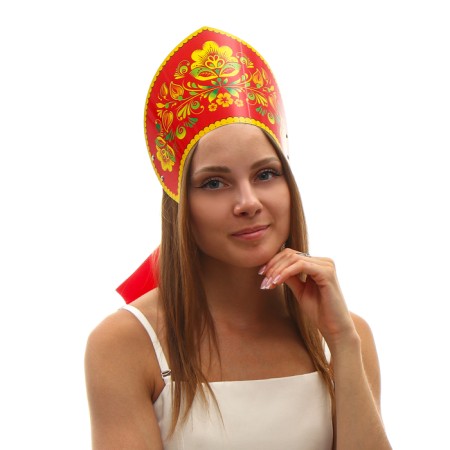 Kokoshnik "flowers on red", paper-2