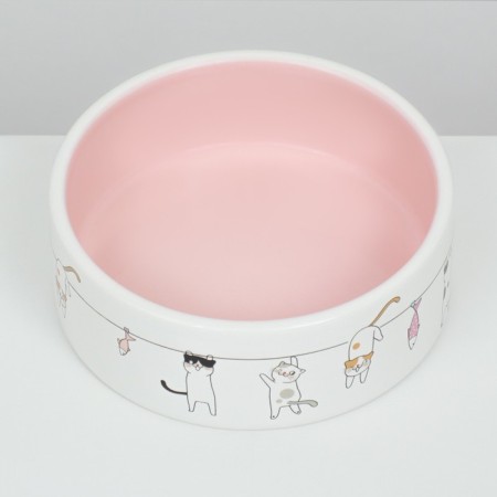 Ceramic "Funny cats" 300 ml 12.5 x 4.5 cm, beige-white-3