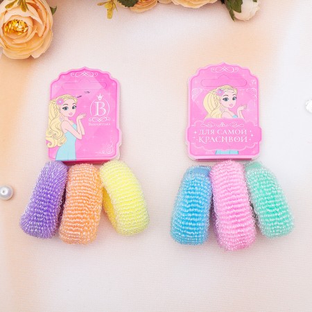 Hair elastic band "Mahrushka strip" (set of 3 pcs) wide, mix-1