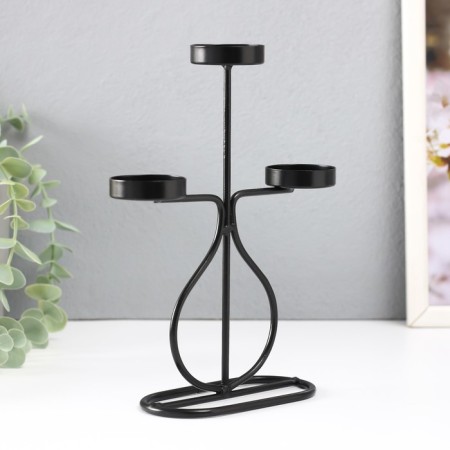 Summary metal for 3 candles "bottle" d = 4 cm black 15.5x6x21 cm-2