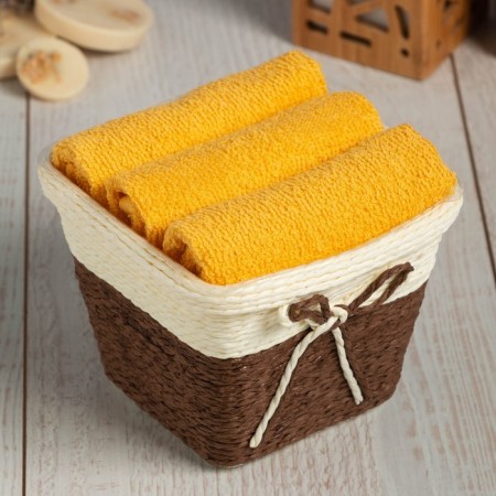 Set of terry decorative napkins Ethel "View 2" 30x30cm-3pcs, yellow color, 100% cotton