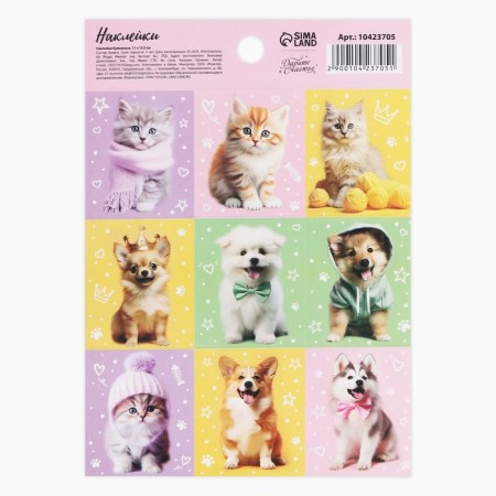 Paper stickers "cats and dogs", with coloring, 11 x 15.5 cm-1