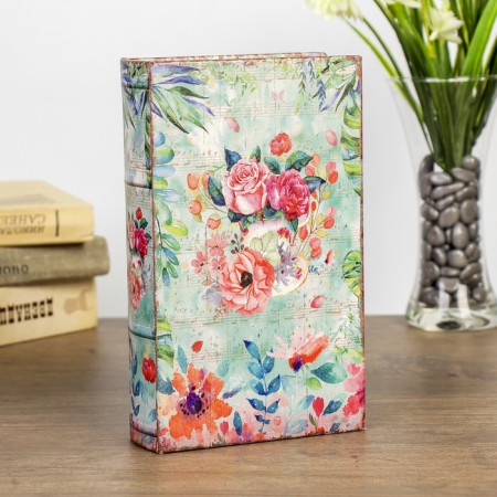 Safe-book wood "Flowers drawn by watercolor" leatherette 21x13x5 cm