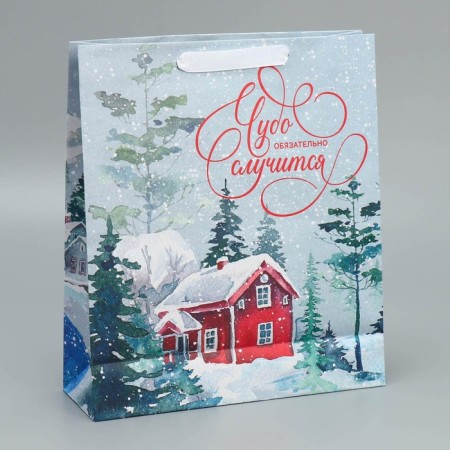 Package Craft vertical "Miracles happen", M 26 x 9 cm 9 cm, new year-3