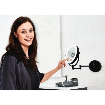 Mirror Cosmetic Suspended Shuri Ridder, LED, sensor, USB, black color, 1x/5x-lucid-2