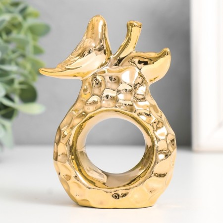 Souvenir Ceramics "Bird on a pear" Gold 6.8x3.7x10.3 cm-2