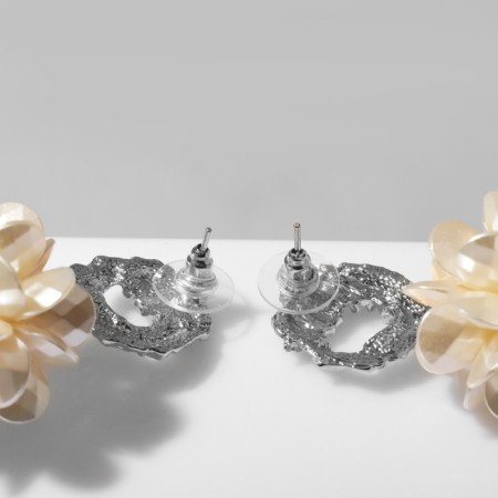 Earrings Assorted "airiness", milk color in silver-2