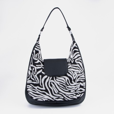Bag-hobo with lightning, black/white color