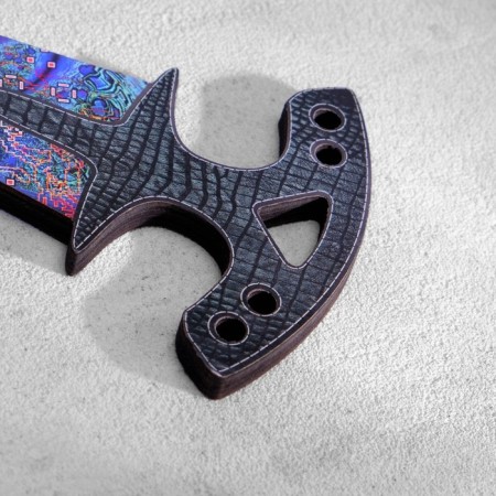 Wooden souvenir "Pumpkin knife", small, purple with patterns-2