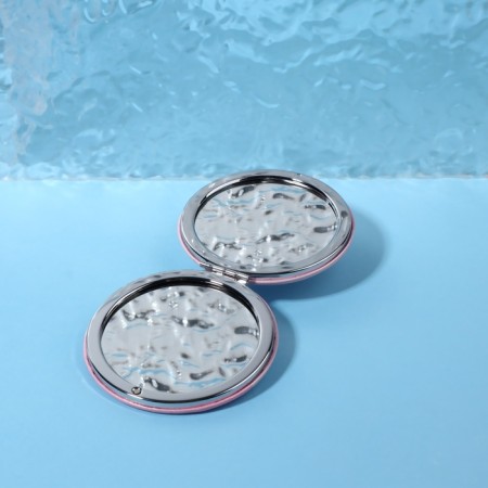 Mirror - anti -stress "Bunny", folding, D = 7.2 cm, with an increase, artificial leather, pink color-2