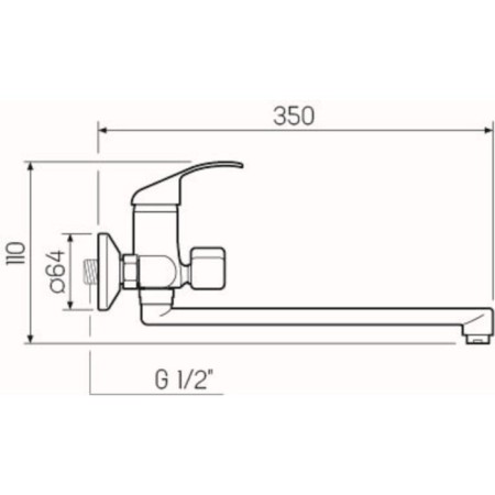 Bath mixer RMS SL128-006E, single-leaf, with shower, rotary surveillance, chrome 434147-4