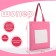 Hooper bag without fastening, from textiles, pink/white color