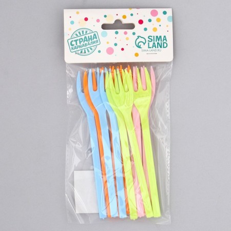 Plastic forks, in a set 12 pcs., Mix colors-2
