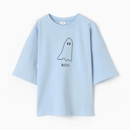 Children's Minaku T -shirt: Exclusive Print, Blue color, height 134 cm-7