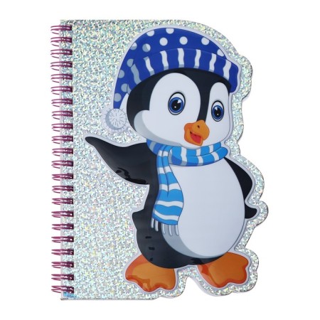 Figure notebook 48 sheets, A6, line, on the crest, holography, voluminous applique "animals", mix-4